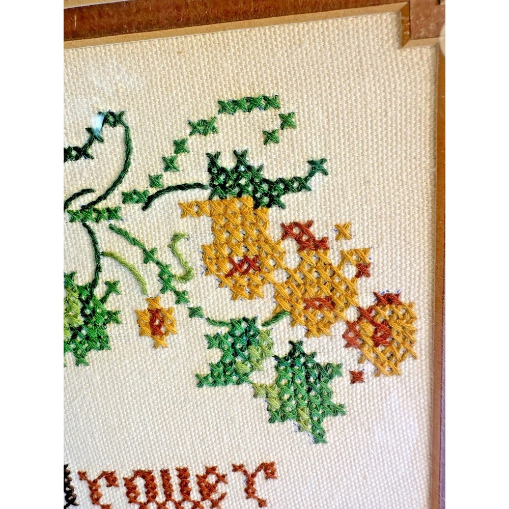 Vtg 1990 Framed The Lords Prayer Cross Stitch Sampler Handmade Wall Decor 22x17 - Picture 12 of 13